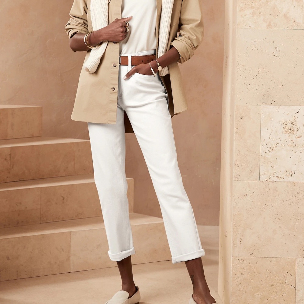 NWT Banana Republic GIRLFRIEND JEAN in Pure White